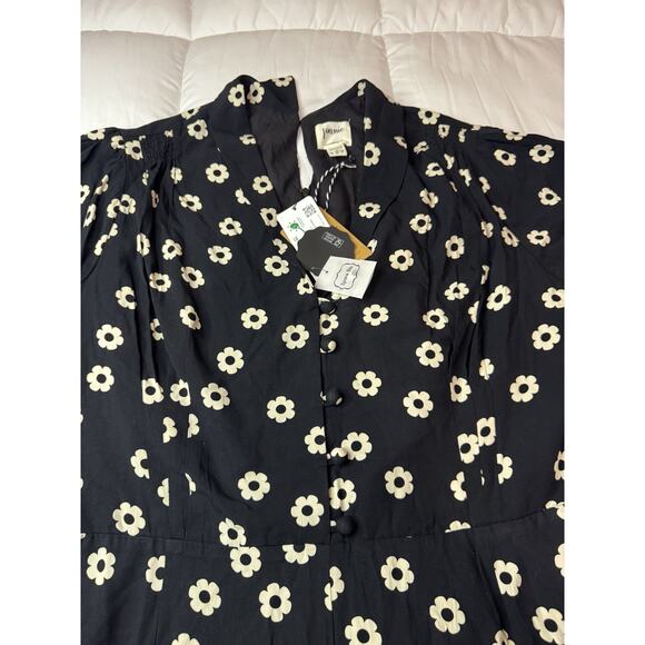 New US 18 UK 22 Joanie Black & White Dani Daisy Jumpsuit Cropped Tie Light - Picture 8 of 10